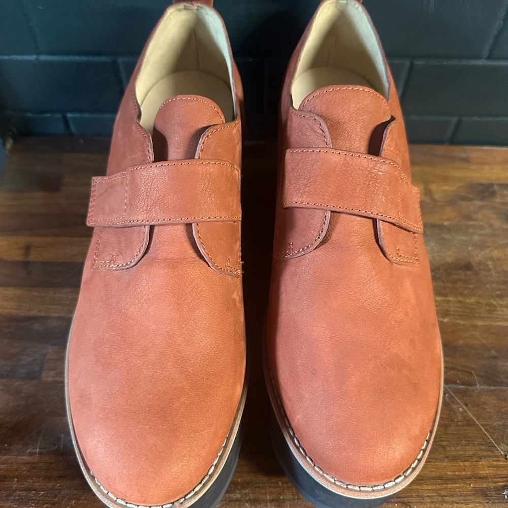 Eileen Fisher brown Red Zola Platform Monk Strap Clogs Size 8.5